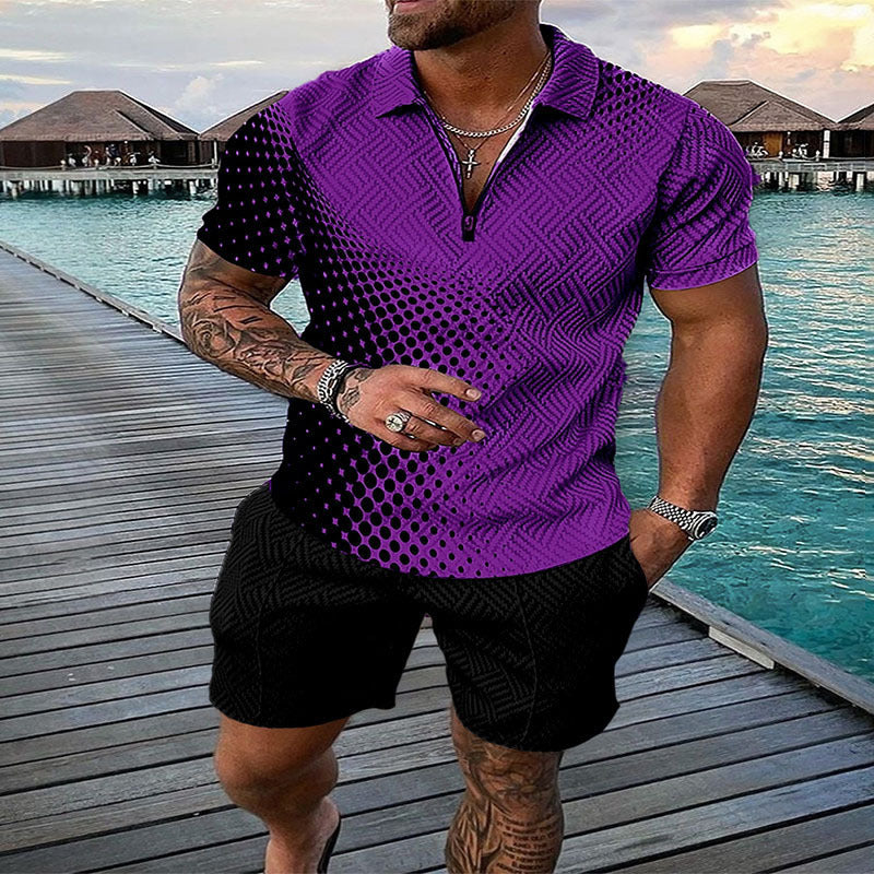 Conjunto de dos piezas de manga corta y pantalones cortos de Amazon de verano transfronterizo 2024 para comercio exterior, conjunto deportivo casual masculino