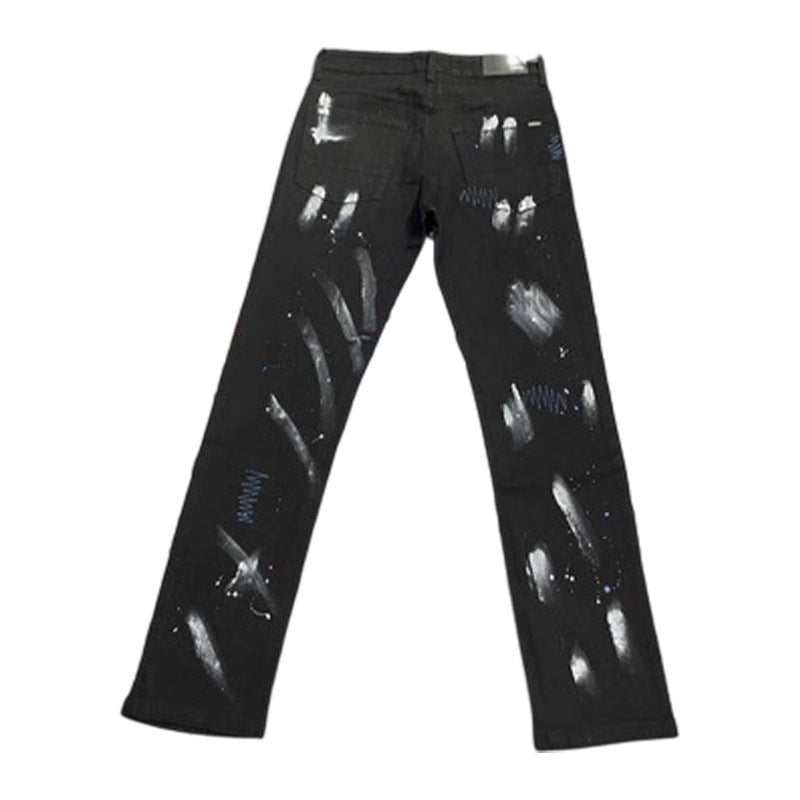 Jean skinny homme à patch brodé croix | Effet usé