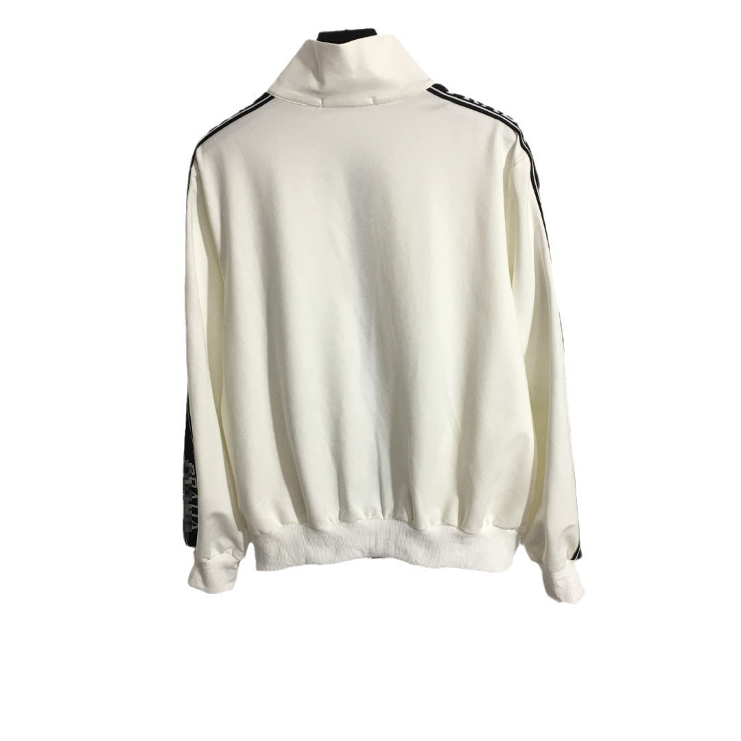 Chaqueta de camiseta de manga larga con cremallera + borde de cinta con cintura elástica de cintura y pantalones casuales de la Nanyou de alta gama triángulo