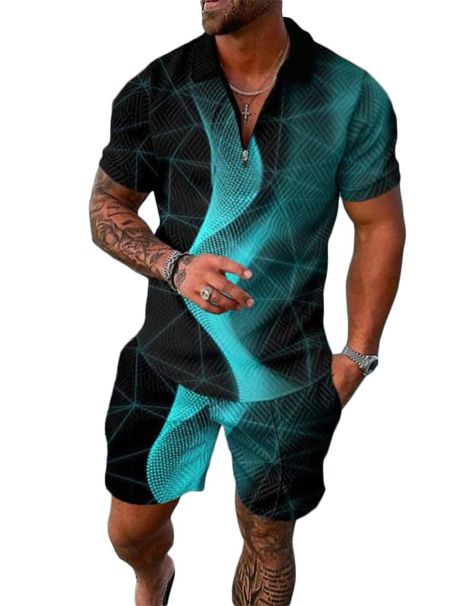 Conjunto de dos piezas de manga corta y pantalones cortos de Amazon de verano transfronterizo 2024 para comercio exterior, conjunto deportivo casual masculino