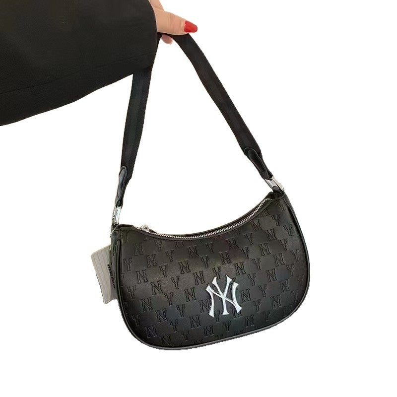 Bolso de la MLB coreana edición completa en relieve en relieve bolso sencillo de NY de moda versátil casual para mujer, novedad