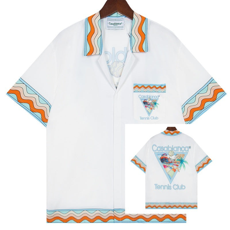 Set de camiseta de manga corta con letras de un partido de fútbol CASA de primavera/verano, jersey holgado y de moda para hombres