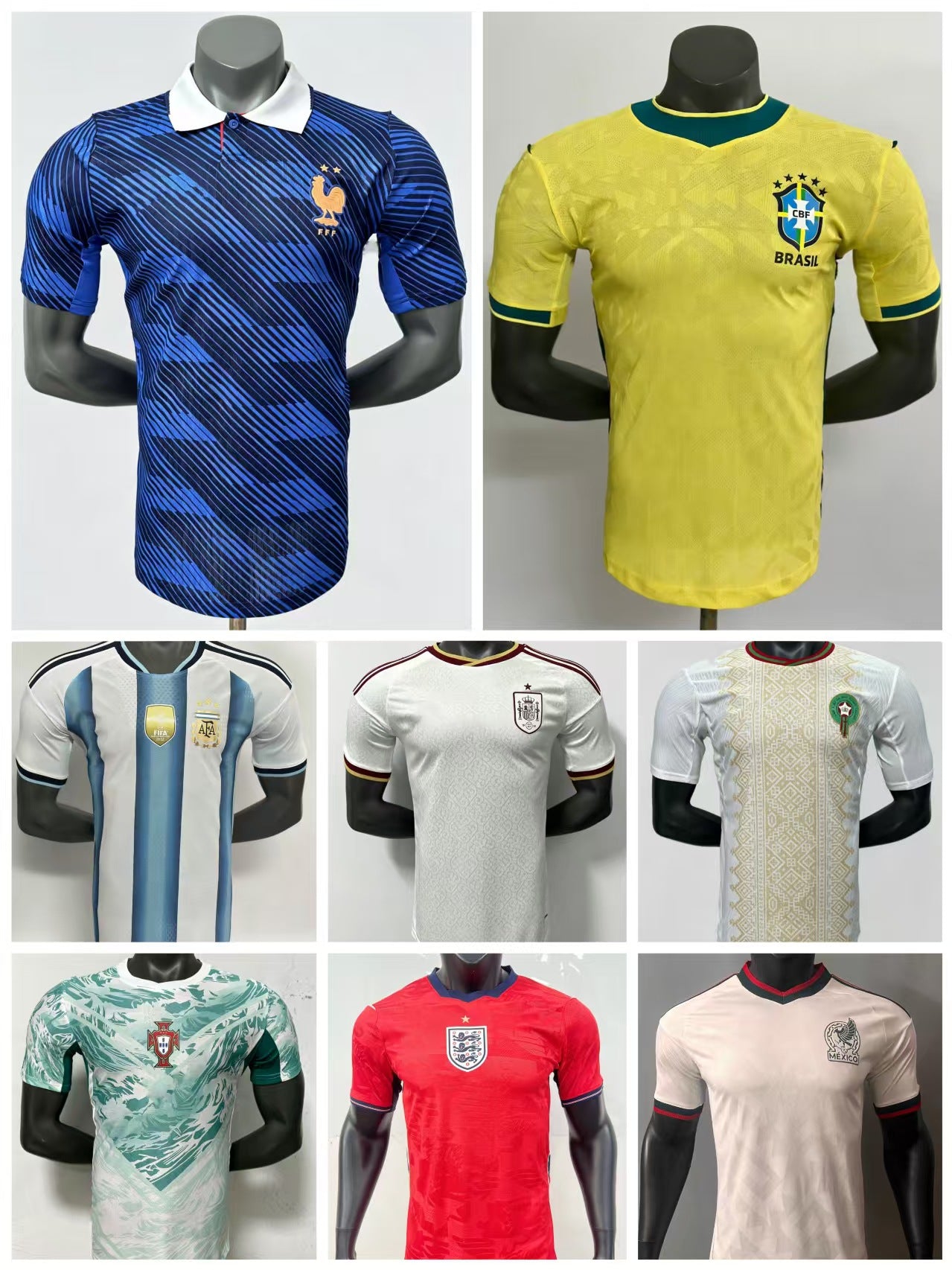 2627 Selección Nacional de la Copa del Mundo de EE. UU., Canadá y México Francia, Portugal, España, Argentina, Inglaterra, camisetas individuales