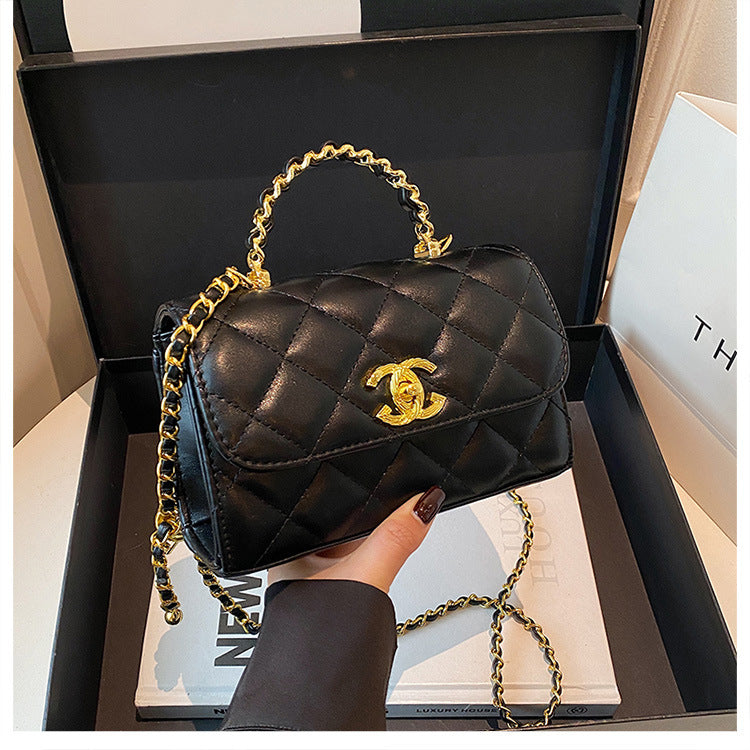 Bolso de mano de fragancia pequeña transfronteriza para mujer 2025 nuevo bolso cuadrado pequeño versátil de un solo hombro bolso de cadena rómbica cruzado de lujo ligero