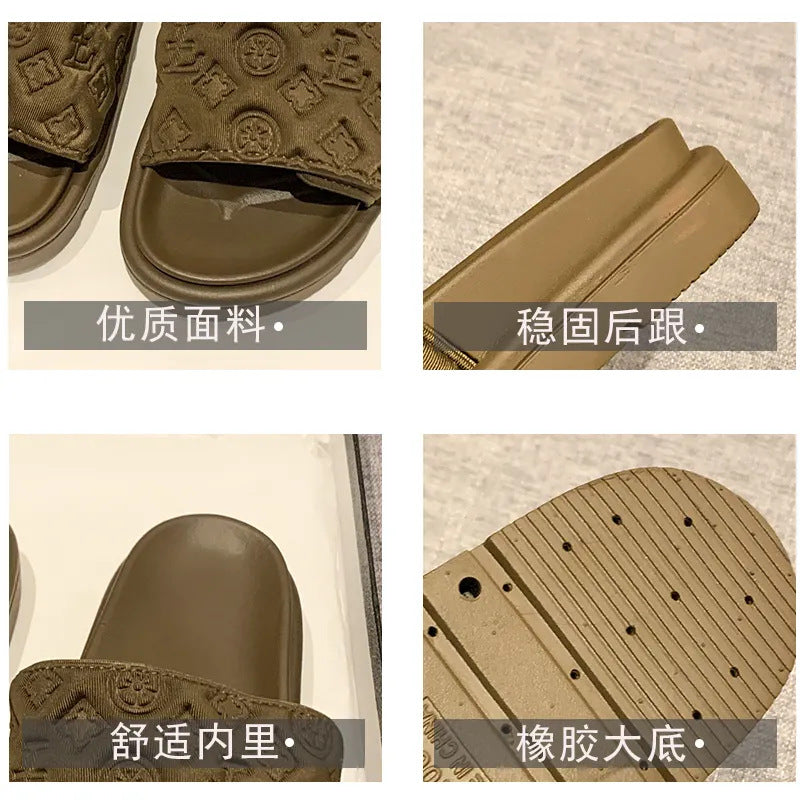 Zapatillas de suela gruesa para mujer para abrigo, zapatillas refrescantes de playa con plataforma de Velcro 2025, chanclas de moda veraniega y de moda