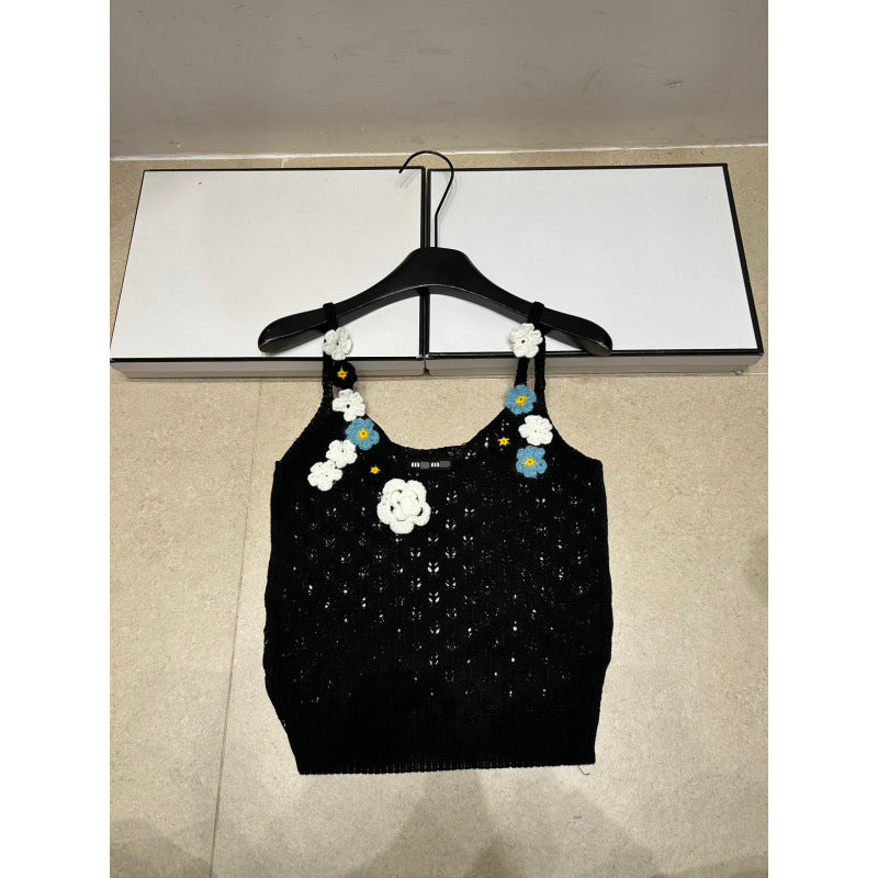 T-shirt de Malha MM para Mulher | Flores 3D Sem Mangas