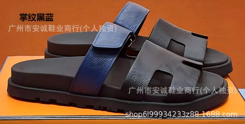 Sandalias Planas Velcro Mujer Suela Gruesa Cuero