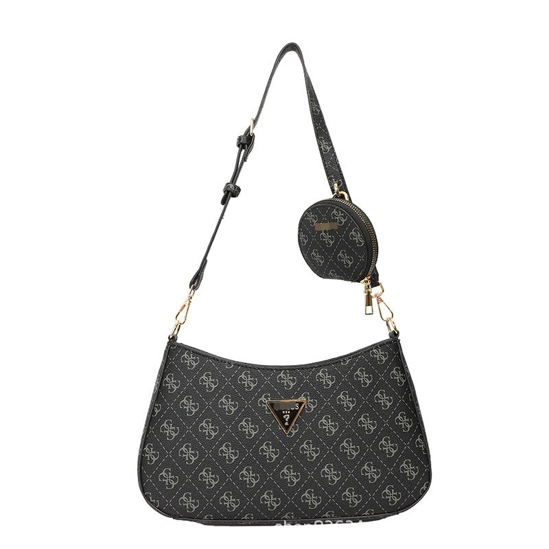 Comercio exterior al por mayor, bolso retro GS Guesser europeo y americano, bolso de hombro de moda de suegra con estampado transfronterizo