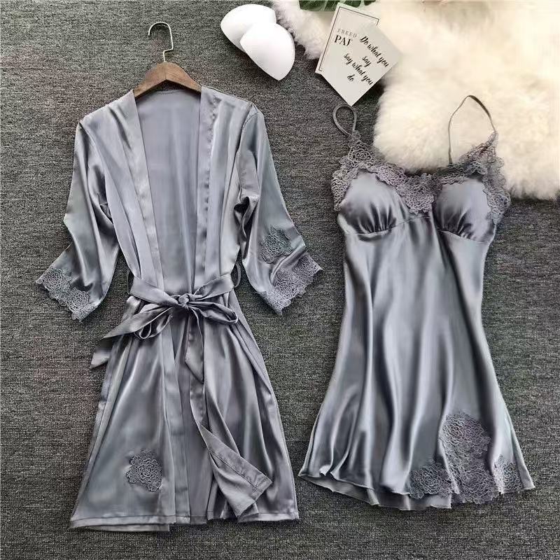 Comercio exterior femenino nuevos pijamas de talla grande de varias piezas, pijamas de talla grande con compresas para sujetadores