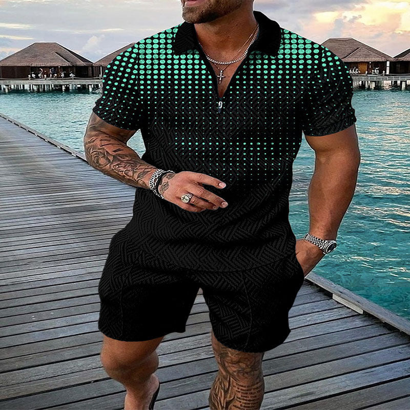 Conjunto de dos piezas de manga corta y pantalones cortos de Amazon de verano transfronterizo 2024 para comercio exterior, conjunto deportivo casual masculino