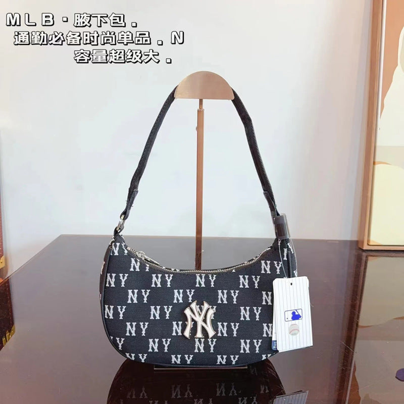 Bolso de la MLB coreana edición completa en relieve en relieve bolso sencillo de NY de moda versátil casual para mujer, novedad