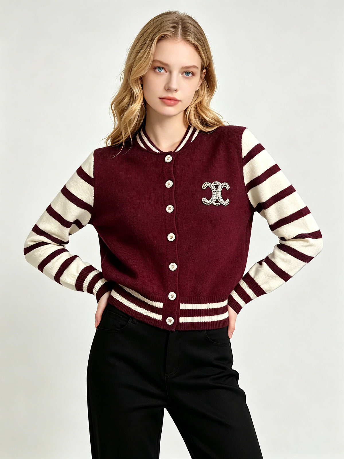 Embellished Striped Cardigan | Autumn Winter