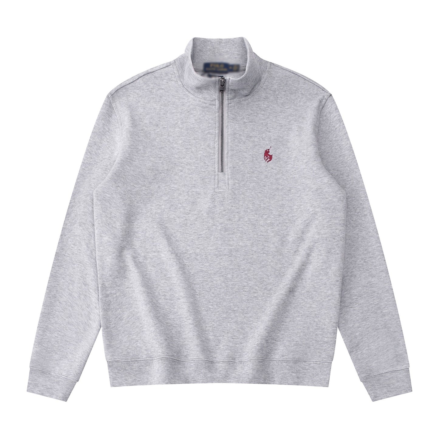 Sudadera americana nueva bordada de ponis americano transfronteriza de outono/invierno, cuello alto, cárdigan polo de algodón puro con cremallera media alta, top informal