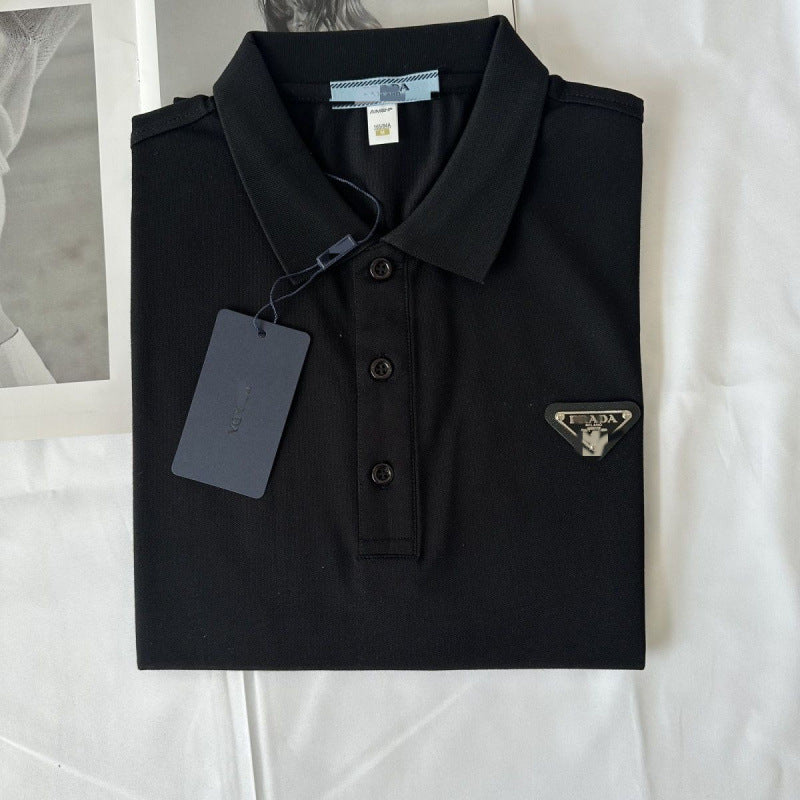 Polo Hombre Manga Corta | Logo Metálico Triangular | Clásico Casual