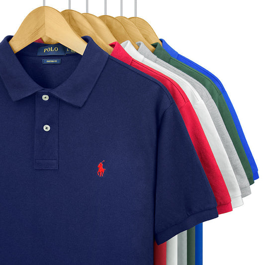 Polo Manga Corta Bordado Poni Hombre | Verano Solapa Casual