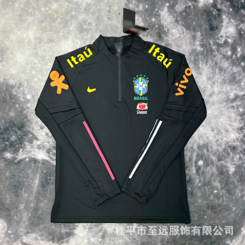 Veste brésilienne, coupe-vent à capuche, veste imperméable coupe-vent, usine d'articles de sport, vêtements d'entraînement de football en gros