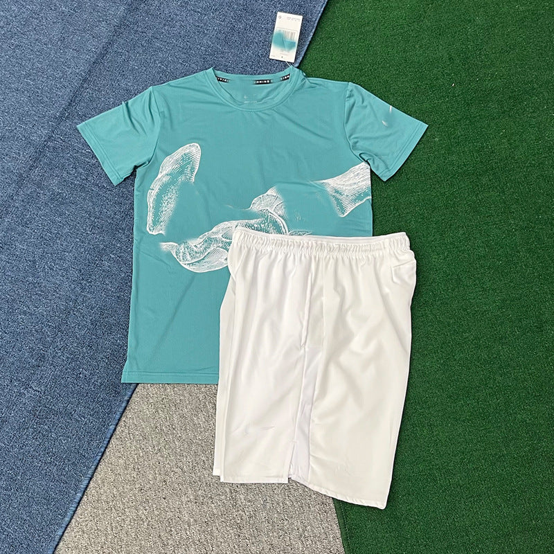 Men's Sportswear Set | Quick-Dry Ice Silk T-Shirt + Shorts