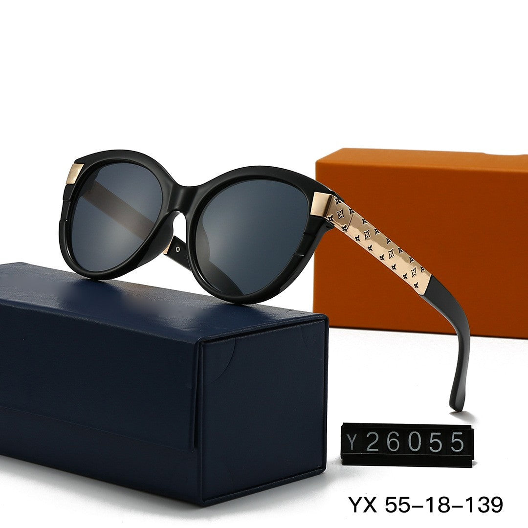 Nueva gafas de sol para mujer de gran montura metálica y ojo de gato para fotografía transfronteriza 2026, gafas de sol estilo Xiaohongshu para adelgazar