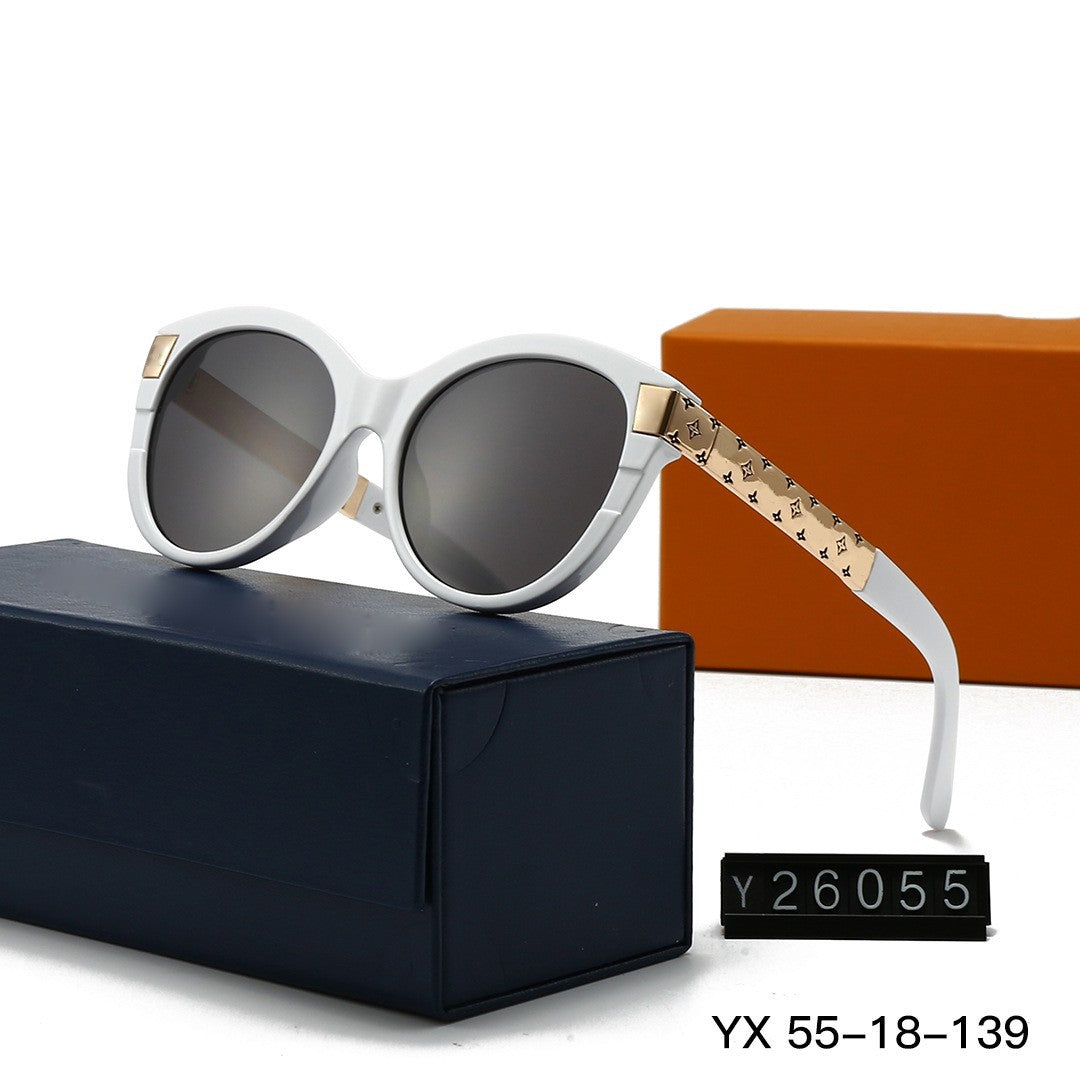 Nueva gafas de sol para mujer de gran montura metálica y ojo de gato para fotografía transfronteriza 2026, gafas de sol estilo Xiaohongshu para adelgazar