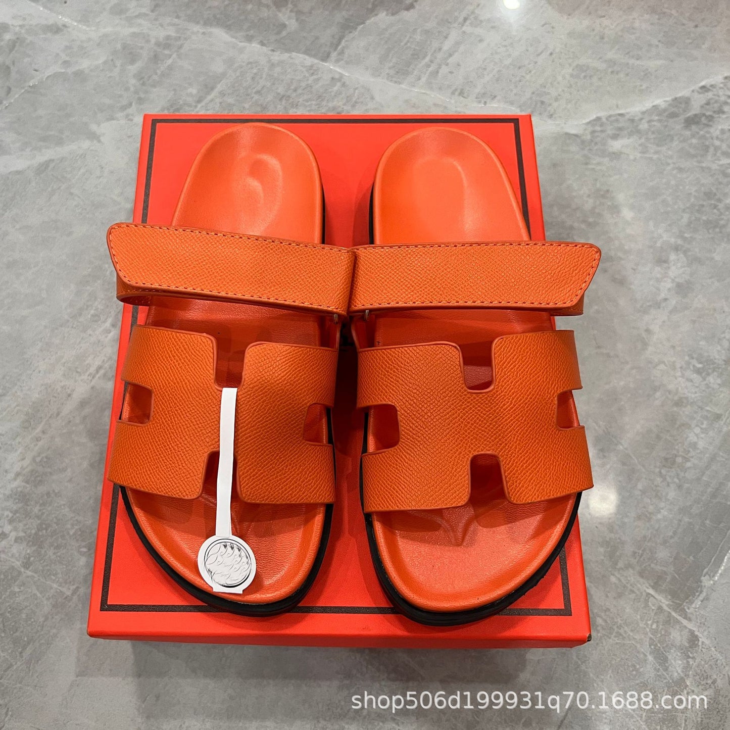 Sandalias Planas Velcro Mujer Suela Gruesa Cuero