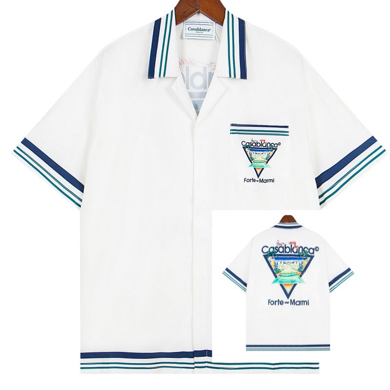 Set de camiseta de manga corta con letras de un partido de fútbol CASA de primavera/verano, jersey holgado y de moda para hombres