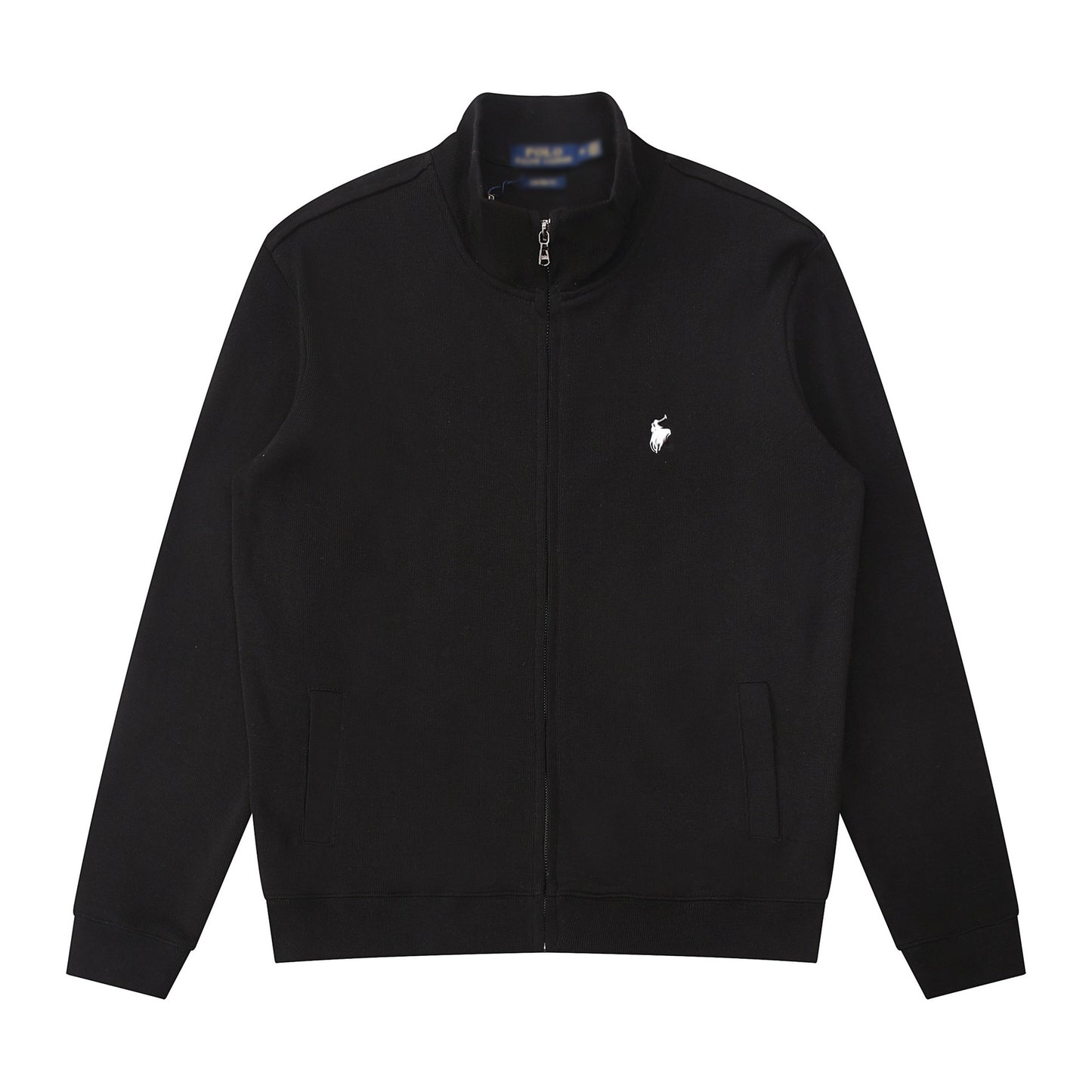 Sudadera americana nueva bordada de ponis americano transfronteriza de outono/invierno, cuello alto, cárdigan polo de algodón puro con cremallera media alta, top informal