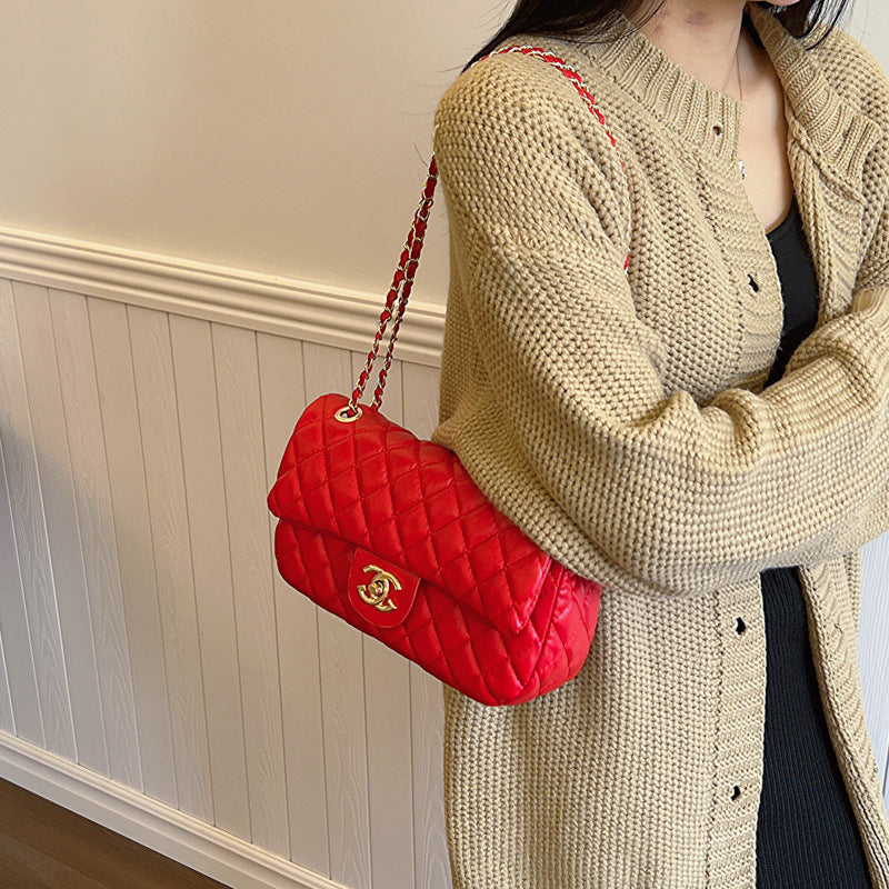 Nuevos bolsos transfronterizos para mujer 2023 nuevos bolsos minimalistas y de moda de diamante tweed pequeños bandolera de un solo hombro bolsos cuadrados pequeños