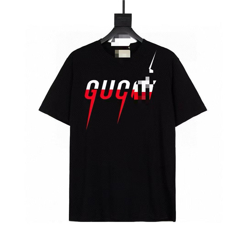 Letra de la familia G, camiseta con estampado de perro de pan, doble anillo, gran logo, manga corta, hombre y mujer de la misma pareja, estilo transfronterizo