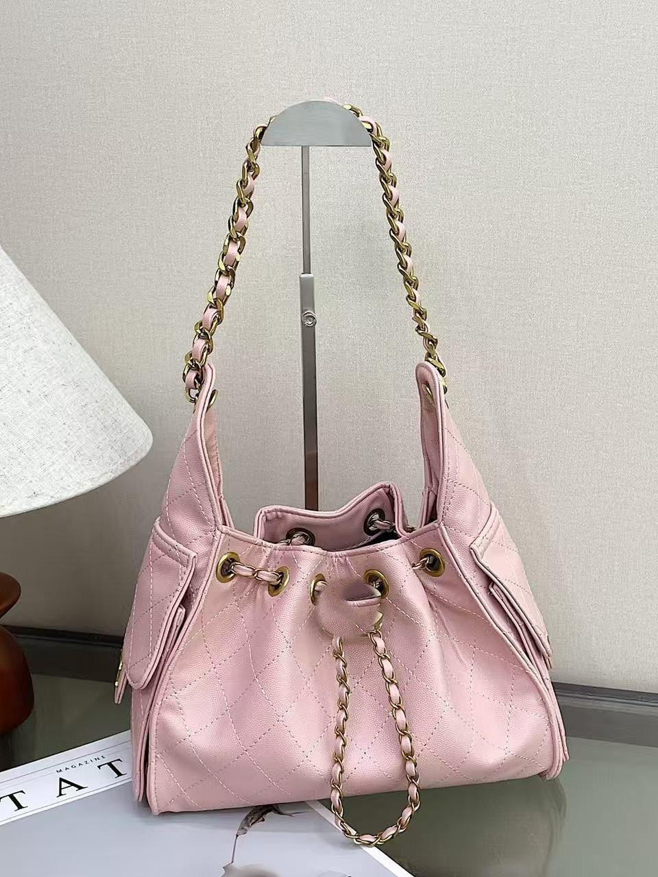Borsa a secchiello con coulisse stile boho da donna | Senza scatola