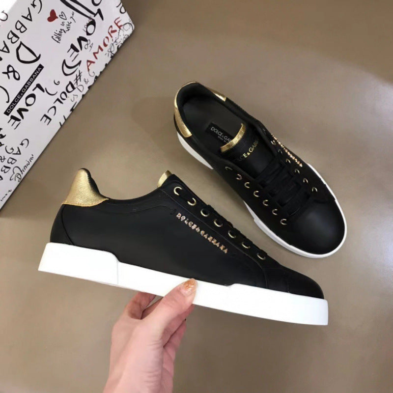 Zapatillas casuales de cuero hombre familia DG | Velcro blancas versátiles