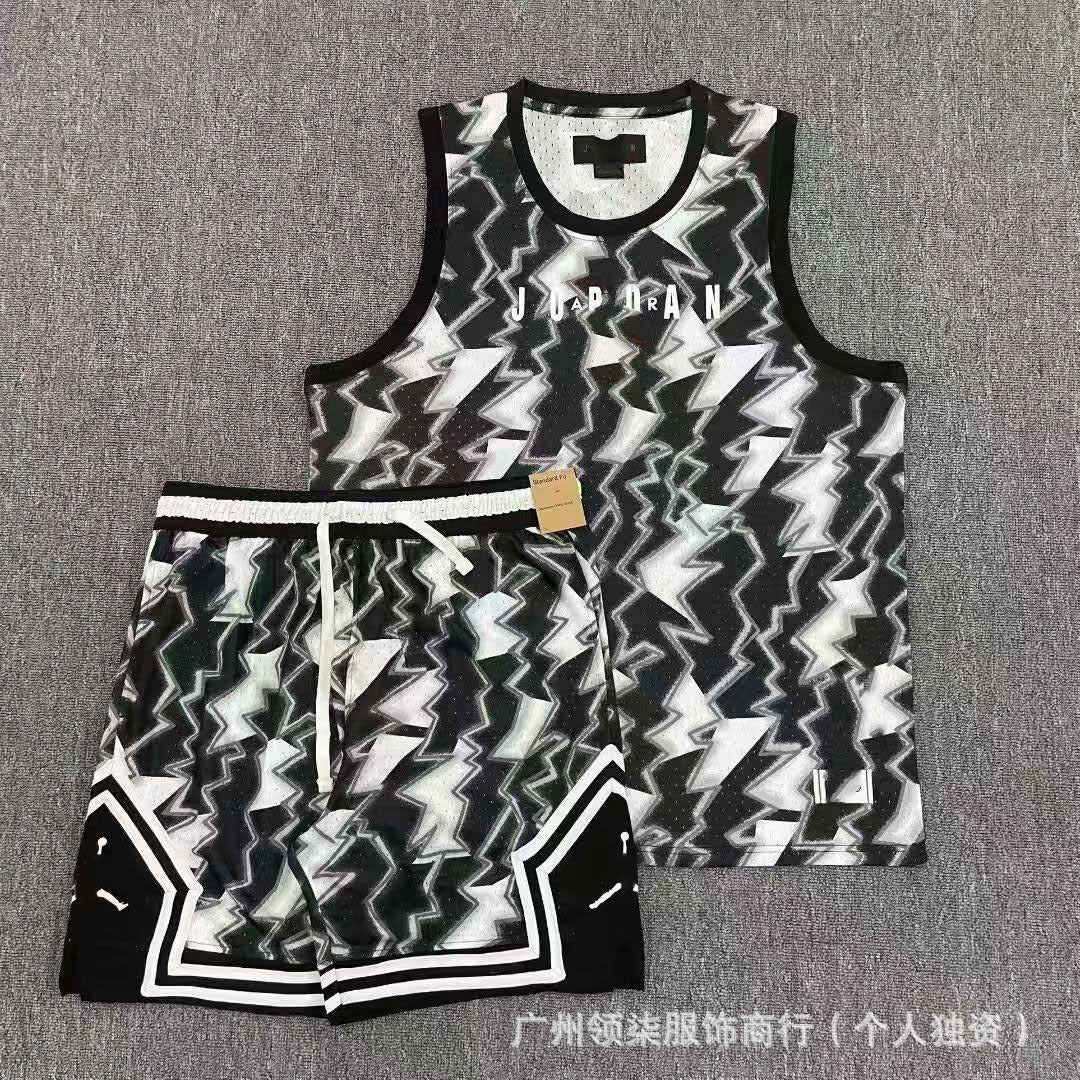 Nuevo chaleco deportivo de baloncesto Flying Man con pantalones cortos, chaleco deportivo casual de correr de secado rápido, transpirable y holgado