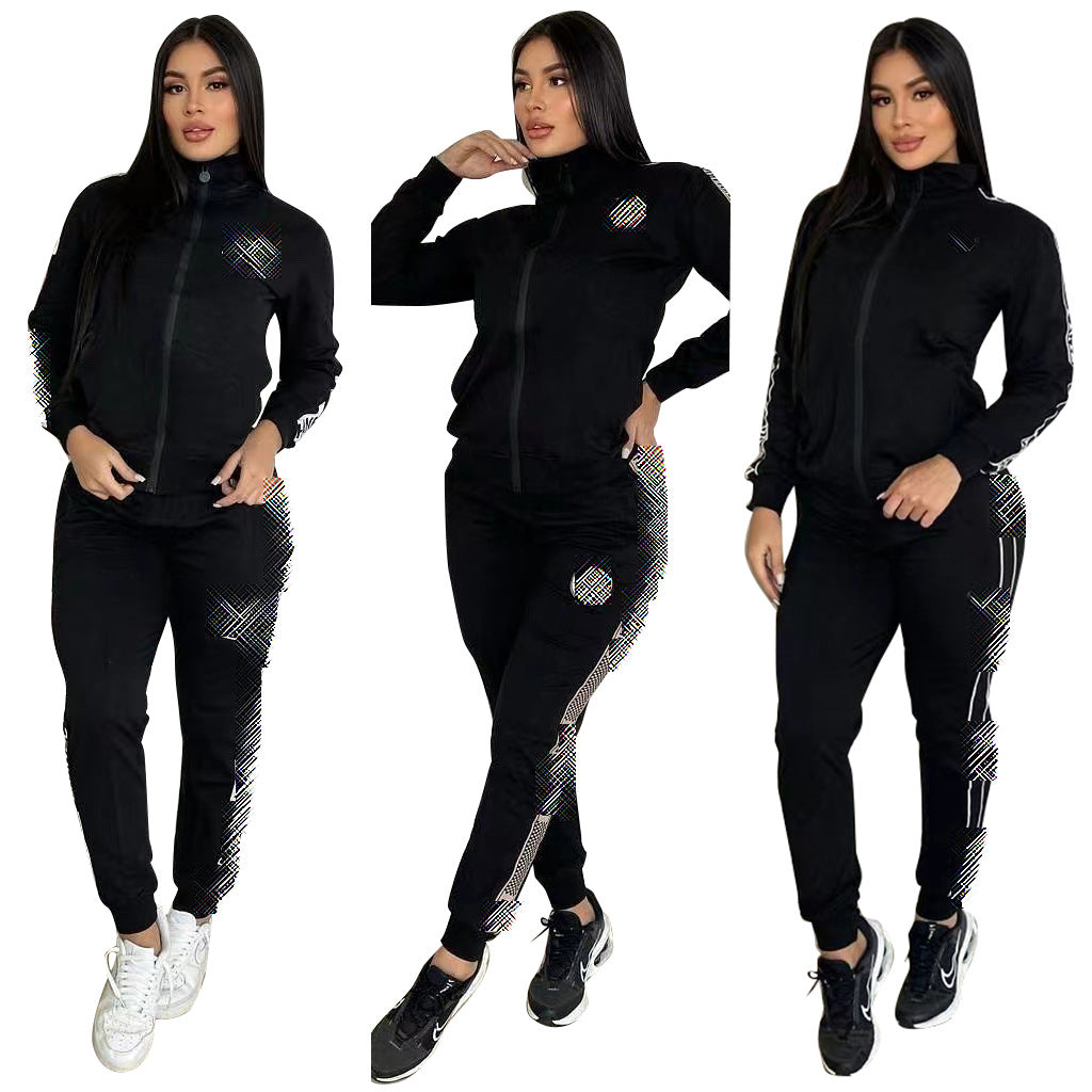 DD0098 set de tejido de terciopelo transfronterizo europeo e americano para mujeres de otoño e invierno con temperamento casual, collage de empalmes de dos piezas