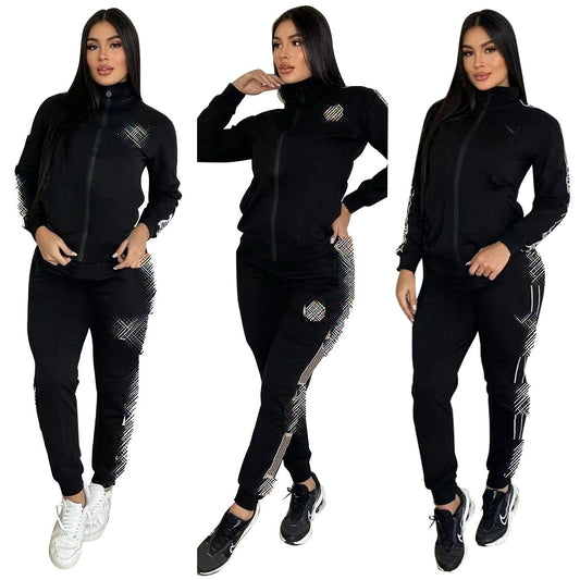 DD0098 set de tejido de terciopelo transfronterizo europeo e americano para mujeres de otoño e invierno con temperamento casual, collage de empalmes de dos piezas