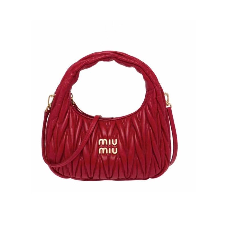 Miu Home Nuevo bolso de empanadillas de mano, Bolsa de mano de comercio exterior, Bolso de mujer, Mini bandolera de un solo hombro, Hilos bordados Caseros con nubes plisadas