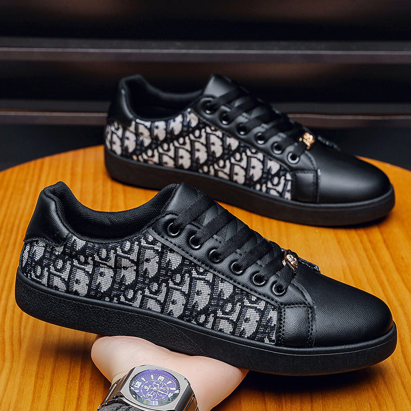 Suela blanda, suela ligera, zapatos de hombre, letras impresas de marca de moda, empalme, zapatos casuales de contraste, zapatos deportivos de lona transpirable blancos para hombres