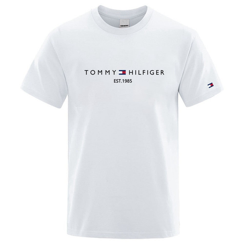Nuevo verano 2025 camiseta de manga corta con cuello redondo masculino, camiseta deportiva casual de moda para hombres, manga larga para mujer