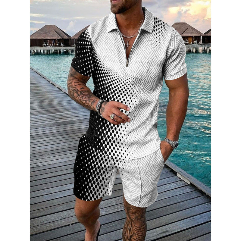Conjunto de dos piezas de manga corta y pantalones cortos de Amazon de verano transfronterizo 2024 para comercio exterior, conjunto deportivo casual masculino