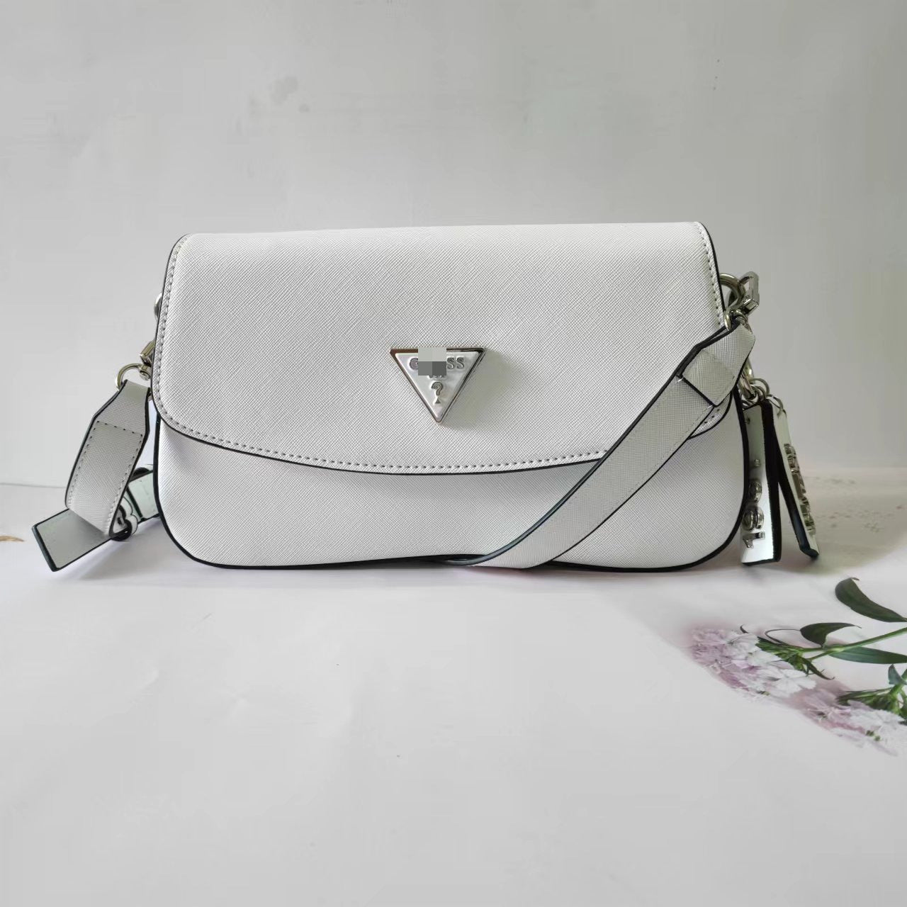 Moda europea y americana, nueva moda de colores sólidos con estampado curva retro, bolso de axila con colgantes de flores antiguas, bolso de mujer