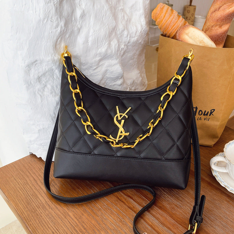 Bolso ligero de lujo estilo Chanel para mujer, nuevo bolso de 2025 con cadena de bordado con diamantes y un solo hombro para salidas y bandolera