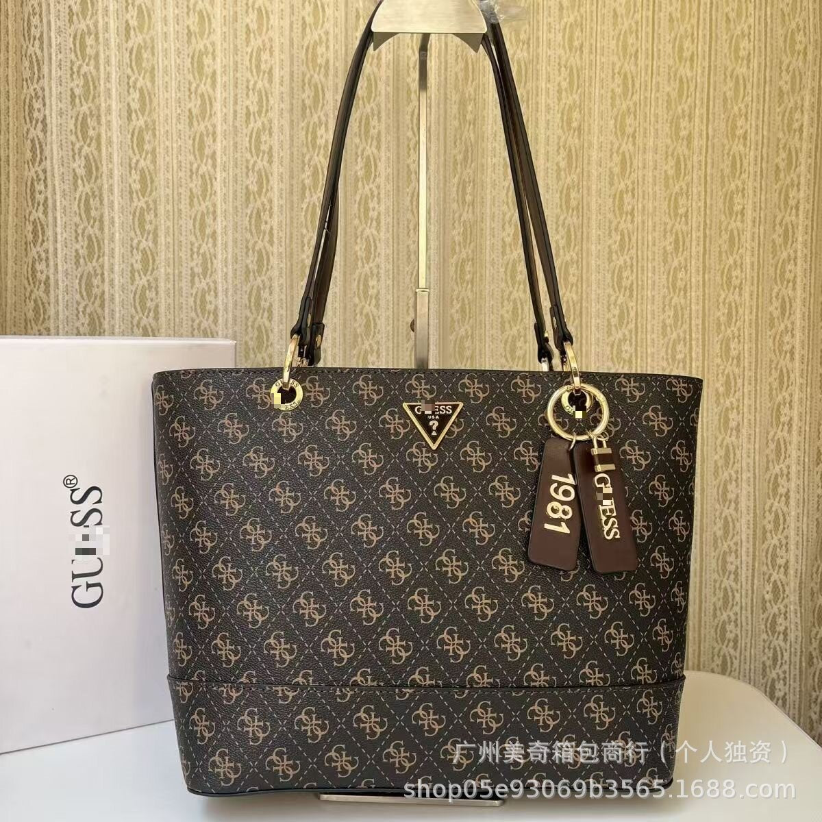 GS Comercio Exterior Moda europea y americana Bolso de mamá colgante Colgante Bolso de compra Bolsa grande con cubo estampado Bolso de un solo hombro para mujeres
