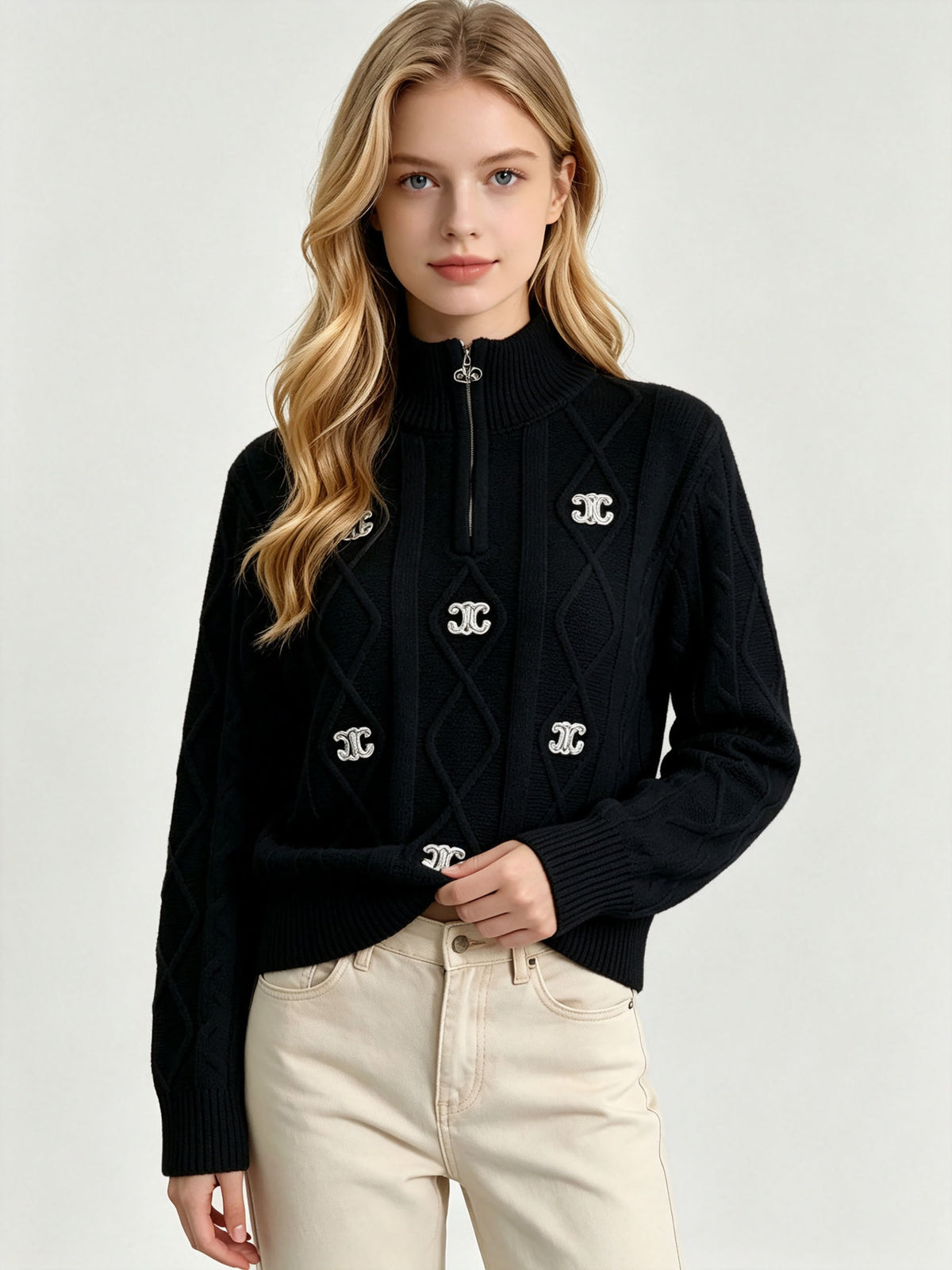 Women's CE Sweater | High Neck and Half Zip