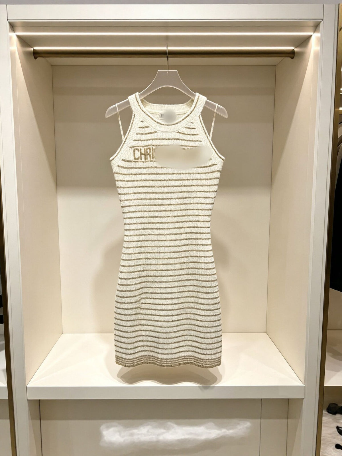 Robe en maille rayée | Ajustée sans manches 2026