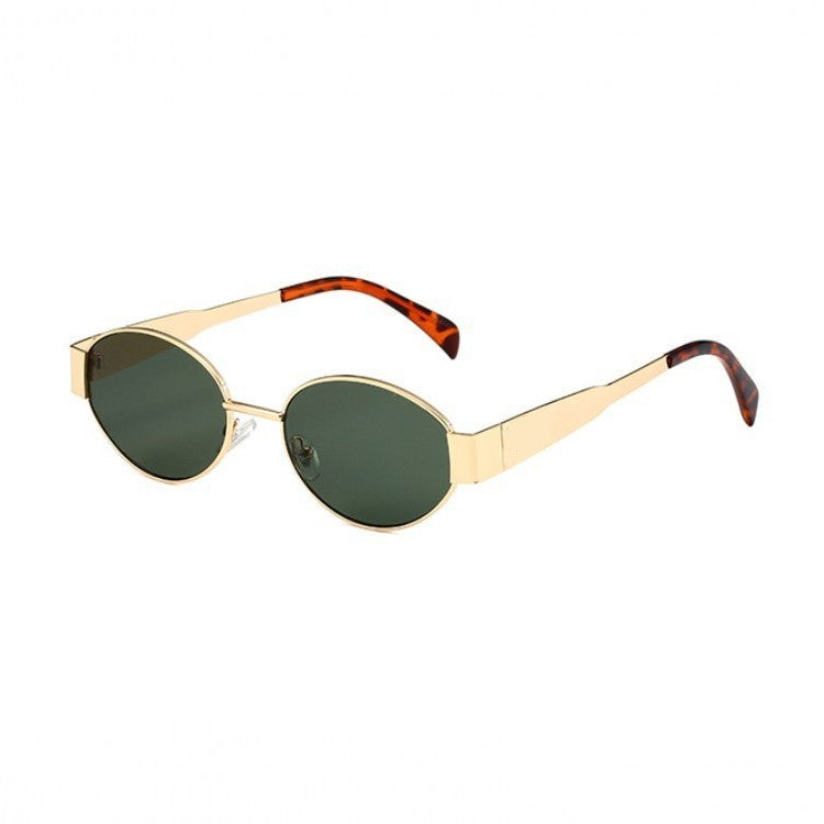 4S235 Gafas de sol de metal de moda europeas y americanas Personalidad vintage Protección UV de montura estrecha Gafas de sol para conducir al aire libre