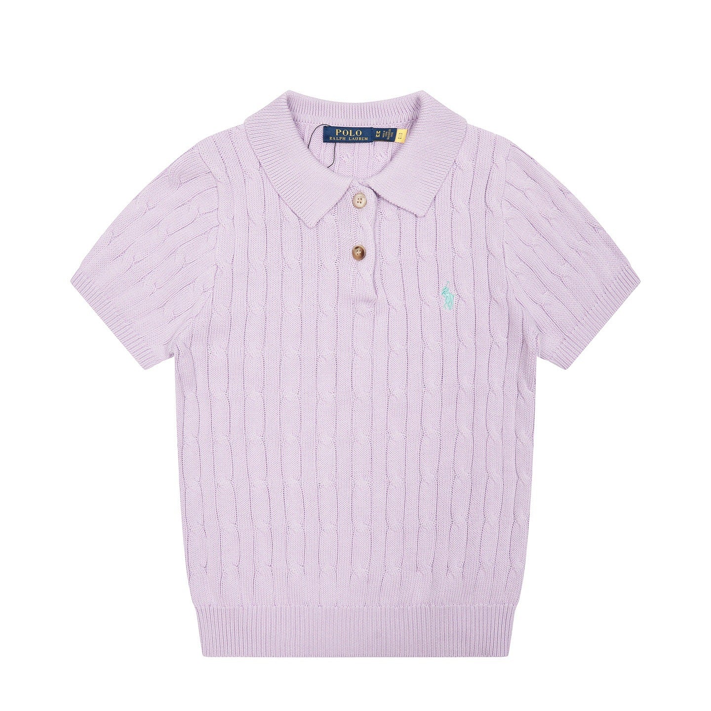 Camiseta ajustada de mujer de punto de punto de pony Ralph Lanins Rough Summer, punto transfronterizo, camiseta de solapa de pony de punto