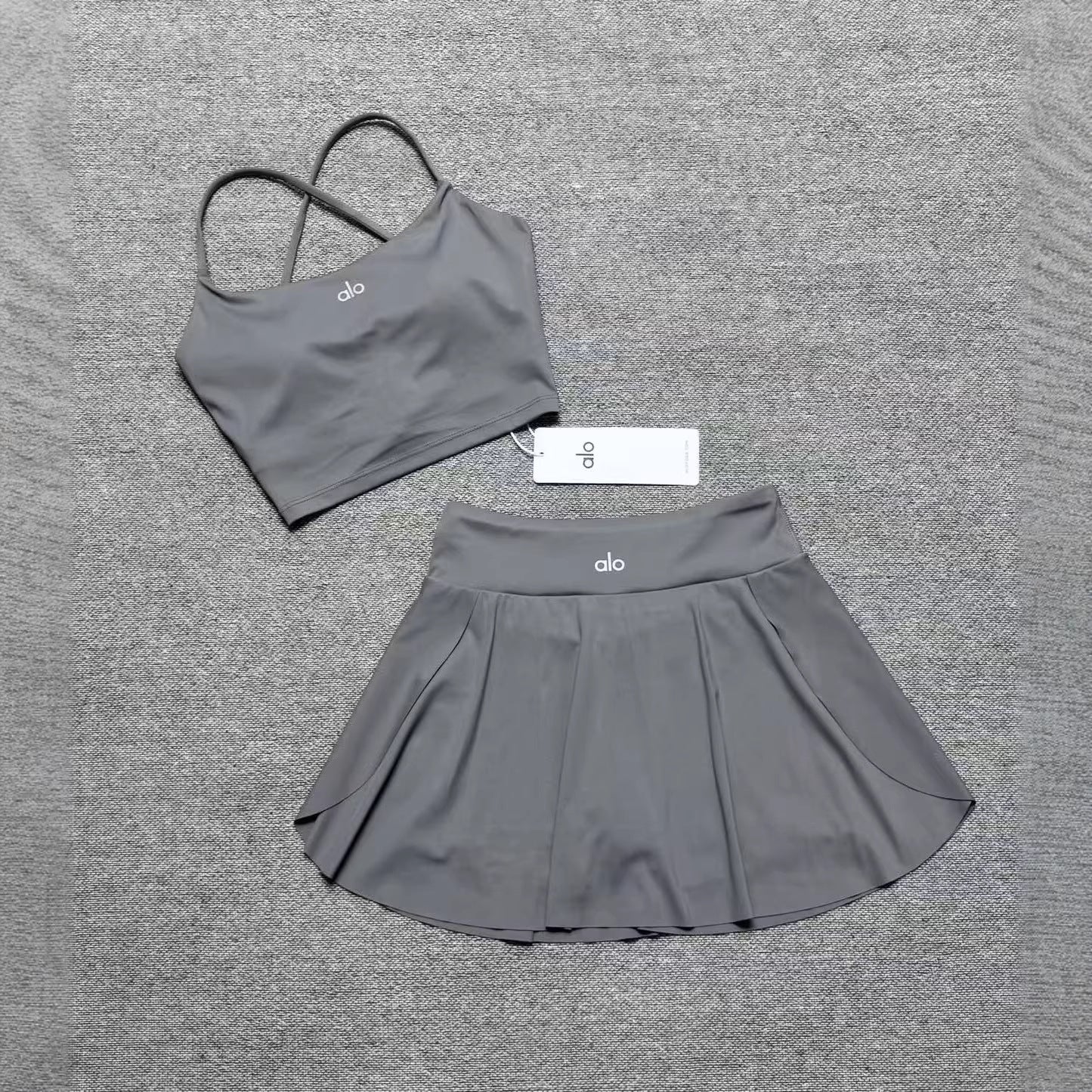 Conjunto de falda de yoga plisada de primavera y verano Alo26 Set de falda de golf para correr fitness conjunto de dos piezas