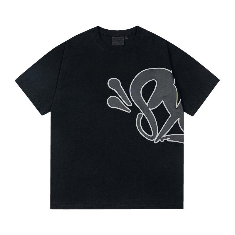Camiseta americana de hip-hop callejero, camiseta de manga corta holgada con letras de hombre, pantalones cortos informales, conjunto deportivo versátil