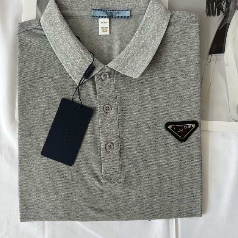 Polo Hombre Manga Corta | Logo Metálico Triangular | Clásico Casual