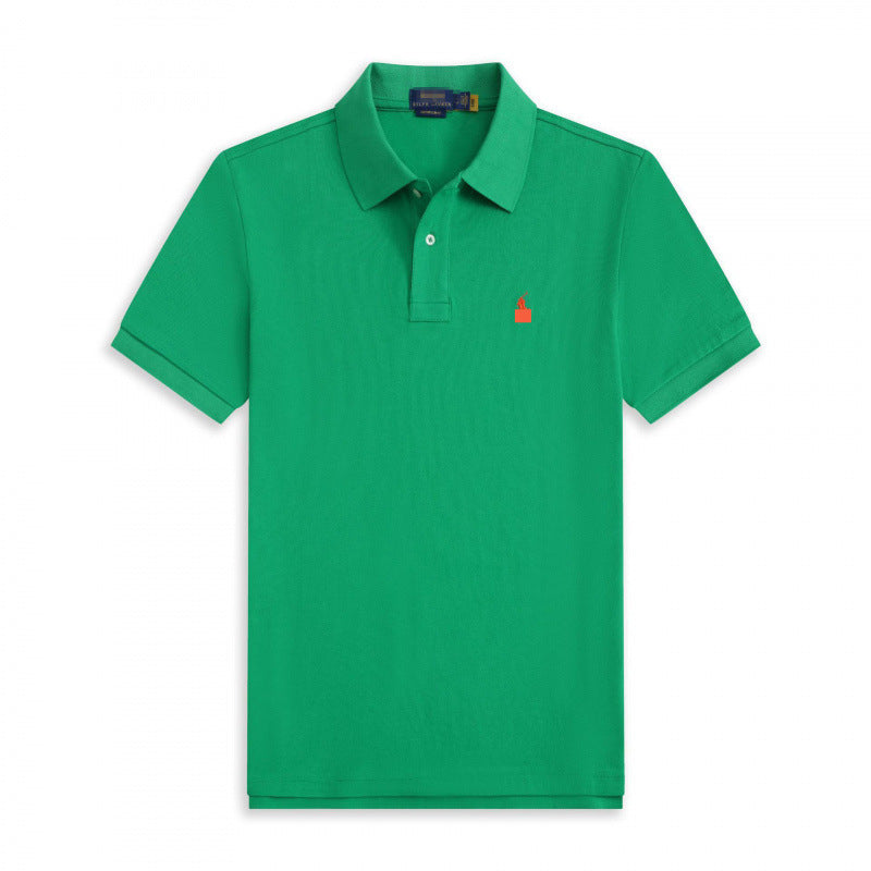 Verano 2025 Comercio Exterior RLoro Camiseta Raco Ralph Lawrence Camiseta de Manga Corta Hombre Logo de Solapa Pony Bordada Ropa Casual Bordada