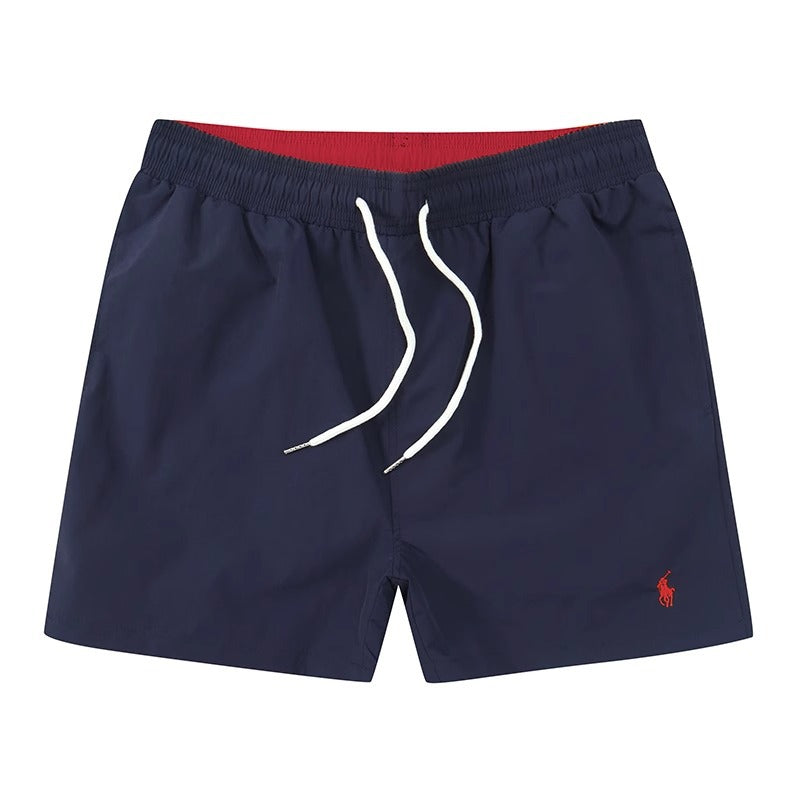 Polo de playa masculino de verano 2026 Shorts surf de tres puntas bordados con cordones Rápido Pantalones deportivos holgados Casual para casa