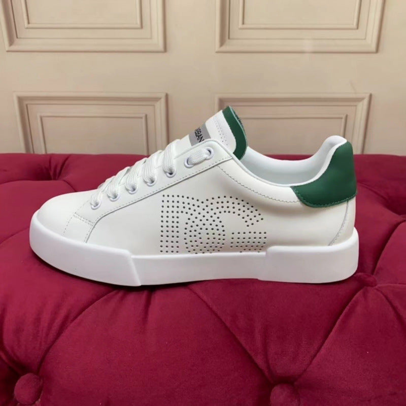Zapatillas casuales de cuero hombre familia DG | Velcro blancas versátiles